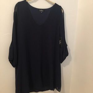 Lulus Shifting Dears 3/4 Sleeve Dress - Navy